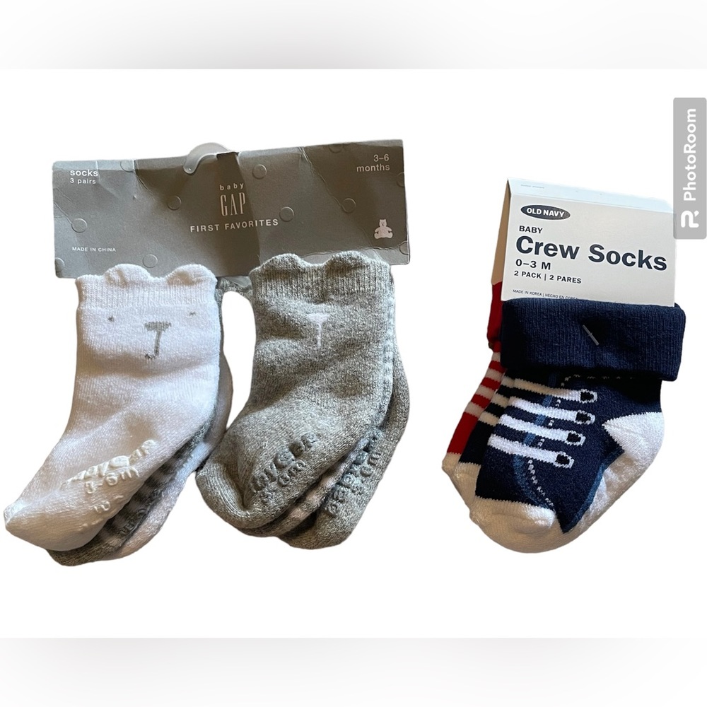 5 Pairs of Socks, Gap & Old Navy 0-3, 3-6 mths NWT